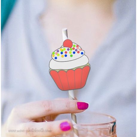 10 Pailles Rétro Cupcakes Party Girl