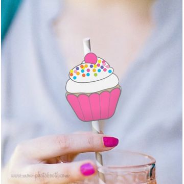 10 Pailles Rétro Cupcakes Party Girl