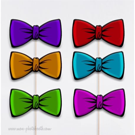 6 Noeuds Papillon Multicolores - Taille Enfant - Photobooth Accessoires