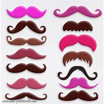 Lot de 14 Moustaches Couleurs Photobooth Accessoires