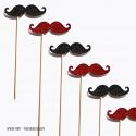 Lot de 6 Moustaches Paillettes Rouge et Noir Photobooth Accessoires