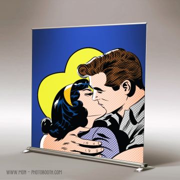 Decor Photobooth Photocall Pop Art Comics Couple