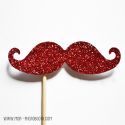 Une Moustache Paillettes Rouge intense Photobooth Accessoire