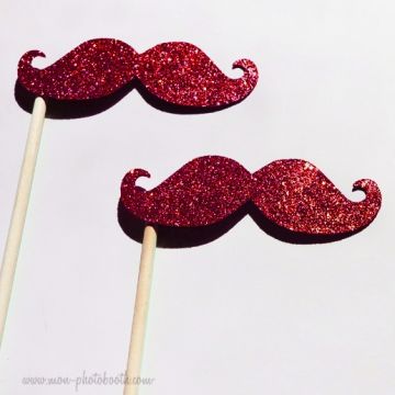 Duo Moustaches Paillettes Rouge Photobooth Accessoires