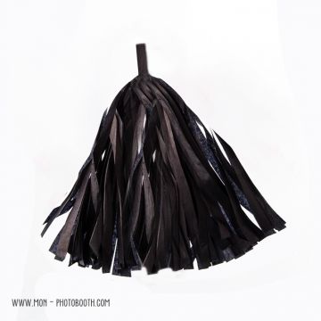 Pompon Franges Tassel - Noir - Papier Soie pour Guirlande DIY