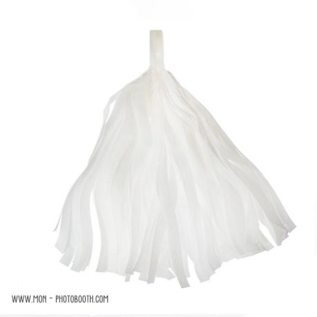 Pompon Franges Tassel - Blanc - Papier Soie pour Guirlande DIY