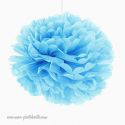 Rosace Pompon Fleur Papier de Soie Bleu Aqua