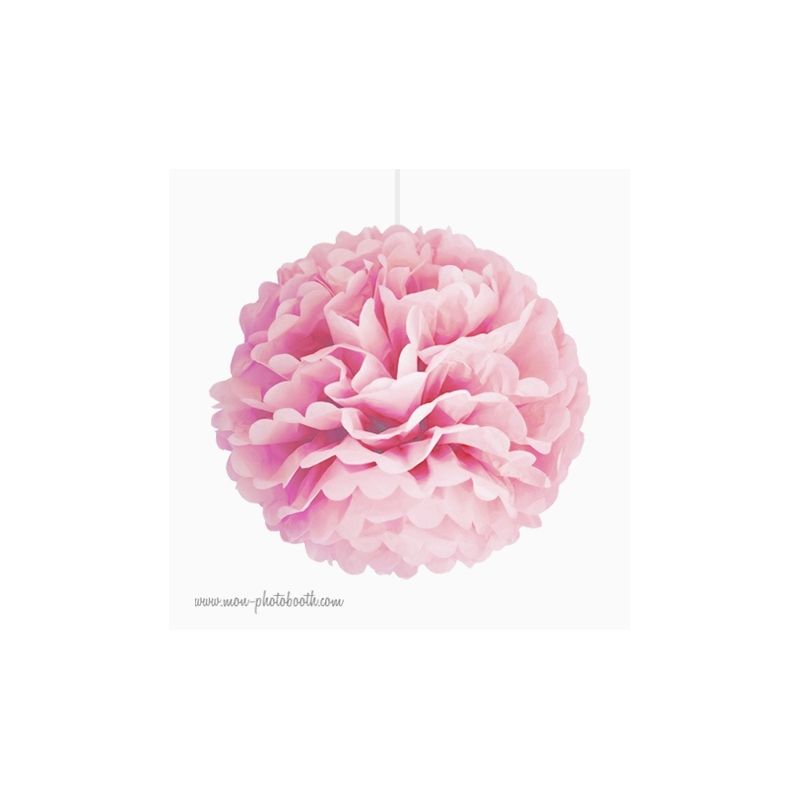 Rosace Pompon Fleur Papier de Soie Rose Pale Poudré