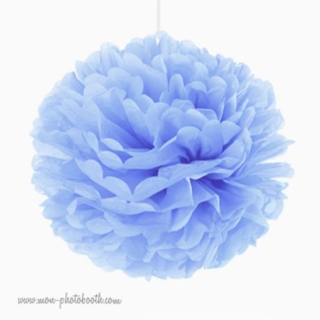 Rosace Pompon Fleur Papier de Soie Baby Blue