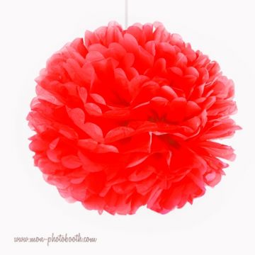 Rosace Pompon Fleur Papier de Soie Rouge