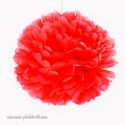 Rosace Pompon Fleur Papier de Soie Rouge